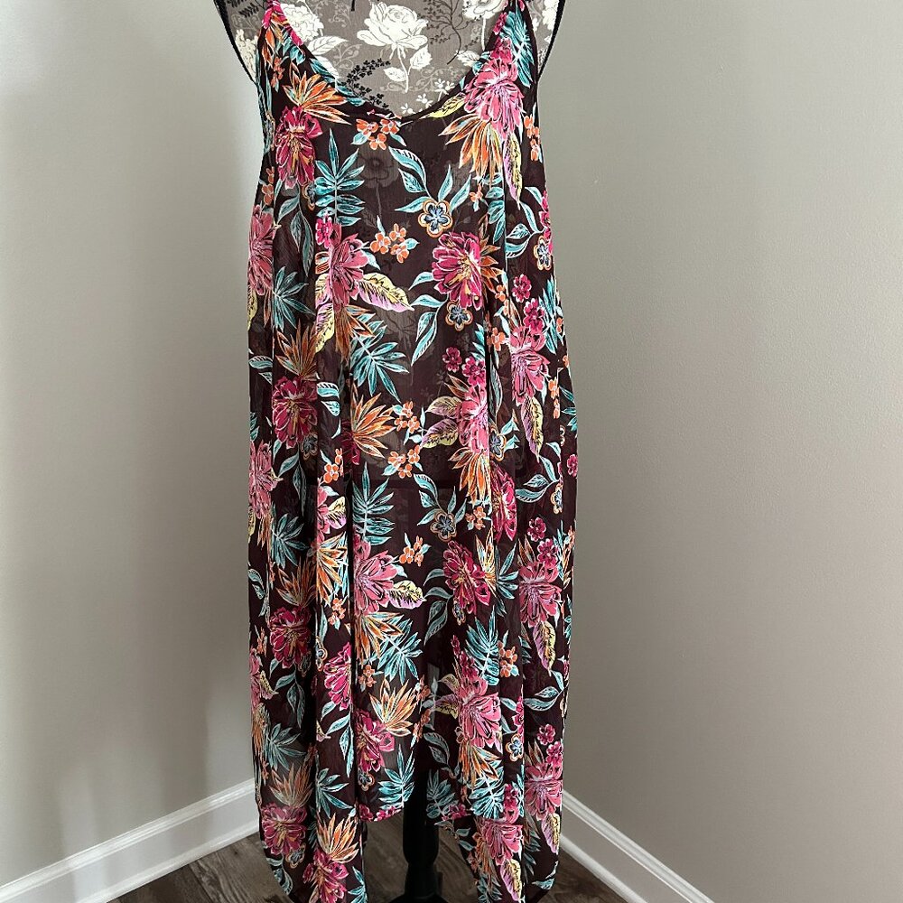 LADIES BROWN 1- PIECE SWIM SUIT W/MATCHING COVER-UP SIZE 12